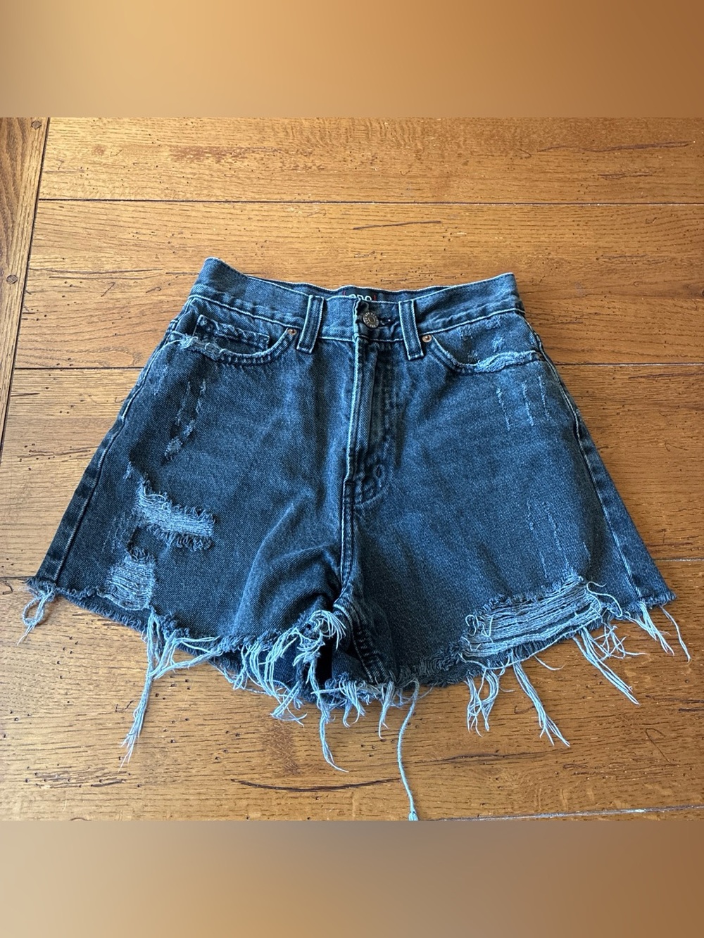 BDG Frayed Black Denim Shorts